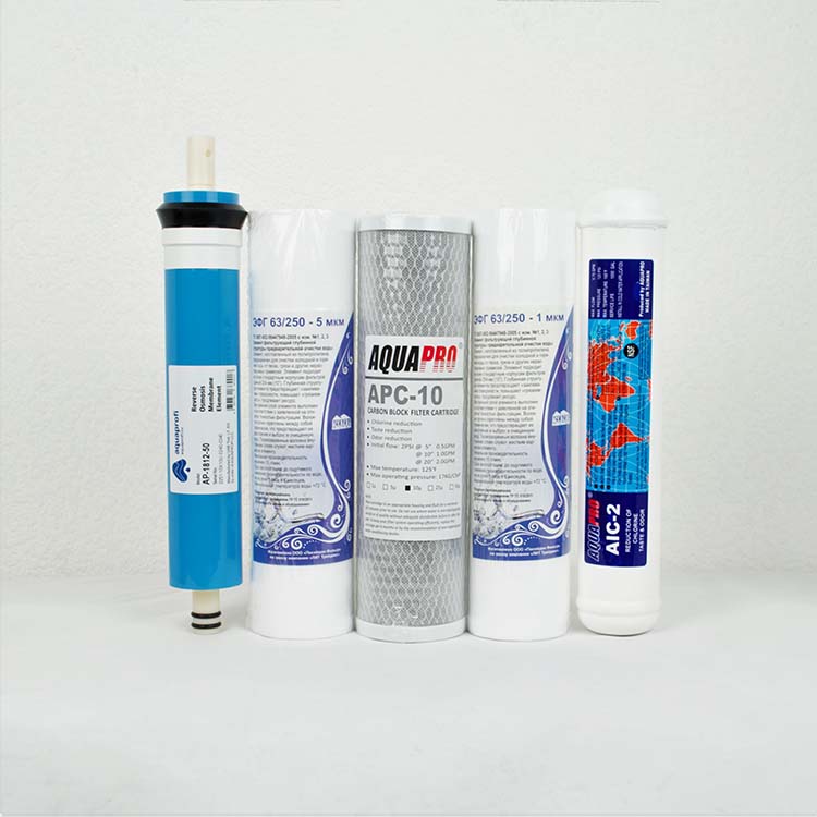 Комплект AquaPro 5 картридж 63/250-5,APC,63/250-1,mem-50,AIC2 для обратного осмоса пять ступеней
